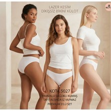 Yalova İç Giyim 3'lü Lazer Kesim Dikişsiz Bikini Külot Sağlıklı %100 Pamuk Kumaş