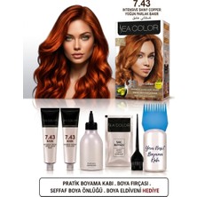 Sea Color Set Saç Boyası 7.43 Yoğun Parlak Bakır 2 Li +Pratik Boya Kabı