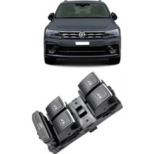 CME PARTS Vw Volkswagen Tiguan 2016-2022 Uyumlu Ön Sol Kapı Dörtlü Cam Açma Düğmesi Krom Detaylı 5G0959857C