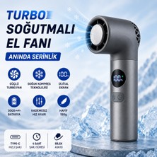 Smayling Soğuk Kompres Özellikli Şarjlı El Vantilatörü, 3000 Mah Bataryalı, Dijital Ekranlı, Type-C Şarjlı Taşınabilir Mini Fan