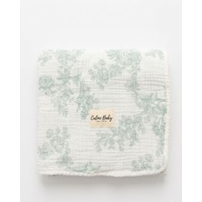 Caline Baby 4 Katlı Premium %100 Pamuk Jakarlı Müslin Battaniye| 110X110 cm |flora Desen