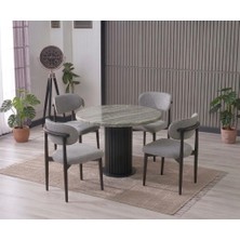JoyMassa Lina Bohem 90X90 Beyaz Yuvarlak Masa & 4 Polo Sandalye Seti