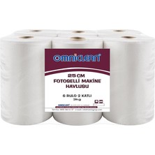 Omniclean 25 cm Kokusuz Fotoselli Kağıt Havlu 6 Rulo Dayanıklı ve Ultra Emici Özellikleriyle