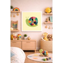 JHAAR Sevimli Salyangoz Çocuk Odası Çerçeve Görünümlü Mdf Tablo  - 40X40 cm