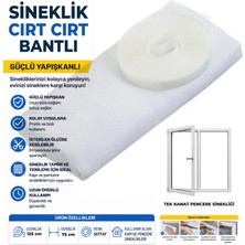 Kayra Pratik Cırt Bantlı Pencere Sinekliği 75X125 cm Deliksiz Montaj Tek Kanat Beyaz Sineklik