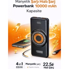 Kens Teknoloji 10.000 Mah Magsafe Dahili Çoklu Kablolu Dijital Göstergeli Powerbank,siyah Taşınabilir Şarj Cihazı