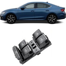 CME PARTS Skoda Octavia 4 2020-2023 Uyumlu Ön Sol Kapı Dörtlü Cam Açma Düğmesi Krom Detaylı 5G0959857C