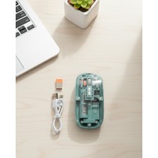 Techugo Bluetooth ve 2.4g USB Destekli Pilli Kablosuz Şeffaf Mouse