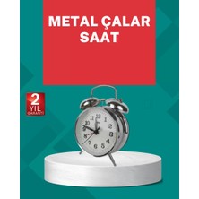 Hace Bazaar Dekoratif Gümüş Işıklı Alarmlı Masa Saati Sessiz Mekanizma