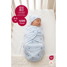 Bebekevi Bebek Kundak & Şapka Seti - %100 Pamuk Penye Uyku Kundağı Yenidoğan Kundağı 0-3 Ay Oeko-Tex Sertifikalı