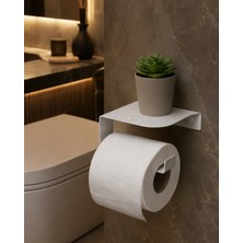 Blaene Mat Beyaz 304 Paslanmaz Çelik Delmeden Montaj Yapışkanlı ve Vidalı Raflı Tuvalet Kağıtlığı - BTH-014
