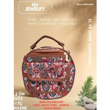 NV JEWELRY Bohem Desenli Cepli Kırmızı Çanta