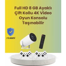 Hace Bazaar Tçift Kollu Tasarımlı Kablosuz Projeksiyon – 4k, 10.000 Oyun ve Smart App Desteği
