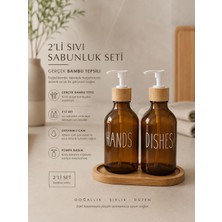 Okyanus Home Bambu Stantlı Amber 2'li  Cam Sıvı Sabunluk Seti 500ML