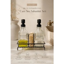 Okyanus Home Siyah Kare Cam Sıvı Sabunluk 500 ml Pompalı ve Standlı Modern Tasarım