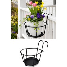 Binbirreyon Metal Askılı Saksı Taşıyıcı Balkon Demiri Saksılık 18X17,5CM AH506