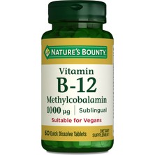 Nature's Bounty Vitamin B12 Methylcobalamin 1000 Mcg 60 Tablet - Dezenfektan Hediyeli (%72 Alkol)