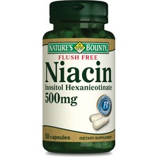 Nature's Bounty Niacin 500 Mg (Flush Free) 50 Kapsül - Dezenfektan Hediyeli (%72 Alkol)