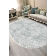 Alanur Home Dijital Baskılı Oval Salon Halısı | Kaymaz Yıkanabilir | Keçe Taban Saçaklı | Vintage | 2092M