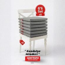 Xpermate 6'lı Sandalye Minderi 40x40 Bağcıklı Fermuarlı Su Geçirmez Yıkanabilir Balkon Bahçe Set Antrasit