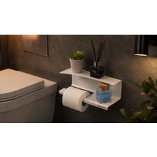 Blaene Mat Beyaz 304 Paslanmaz Çelik Premium Raflı Tuvalet Kağıtlığı - BTH-006