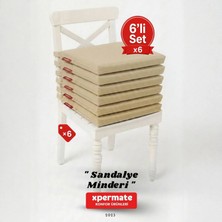 Xpermate Fermuarlı 6'lı Sandalye Minderi Su Itici Kumaş 40X40 cm Sünger Sandalye Minderi Bağcıklı Bej