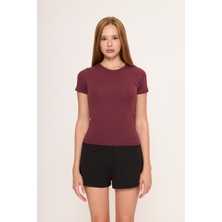 Zoor Ultra Soft Penye Modal Yuvarlak Yaka Kısa Kollu Bluz