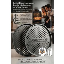 AyrStore Buğz Profesyonel Delikli Pizza Tepsisi 32 cm - Yanmaz Yapışmaz Çıtır Tabanlı Karbon Çelik La