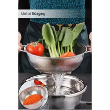 Orvila Metal Kulplu Paslanmaz Çelik Süzgeç 26 cm  Makarna - Pirinç - Bulgur