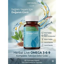 HERBAL Live Omega 3 6 9 balık yağı , primroz yağı keten tohumu yağ 60 yumuşak kapsül
