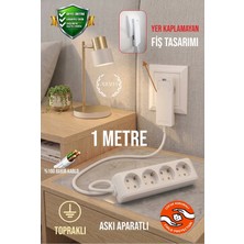 ARYES Dar Alanlar Için Ince Başlıklı 1 Metre 4'lü Priz - 3x1.5 Bakır Iletkenli Yüksek Kaliteli Uzatma