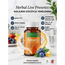Herbal Live Hidrolize Kolajen Tip 1 2 3 Vitamin C Koenzim Q10 Yaban Mersini Ekstresi
