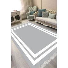 Alanur Home Dijital Baskılı Dikdörtgen Salon Halısı | Kaymaz Yıkanabilir | Keçe Taban Saçaklı | Geometrik | 1696