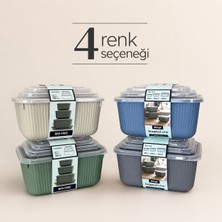 Microline 3'lü Saklama Kabı Seti 600 ml 1100 ml 1800 ml Mikrodalga Uyumlu Gıda Yemek ve Erzak Saklama Kabı