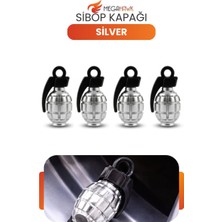 MEGAHAWK Tasarım Sibop Kapağı Silver 4’lü Set Metal Oto Lastik Sibop Koruyucu