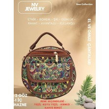 NV JEWELRY Bohem Desenli Cepli Yeşil Çanta