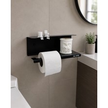 Blaene Mat Siyah 304 Paslanmaz Çelik Premium Raflı Tuvalet Kağıtlığı - BTH-006