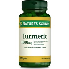 Nature's Bounty Turmeric 1000 Mg Plus Black Pepper Extract 60 Kapsül - Dezenfektan Hediyeli (%72 Alkol)
