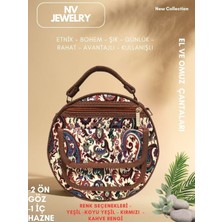 NV JEWELRY Bohem Desenli Cepli  Kahve Rengi Çanta