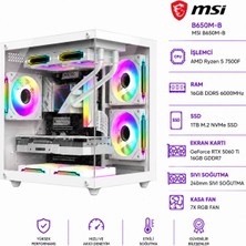 Apphirex Rosa X56 Ryzen 5 7500F / Msı B650M-B / Nvidia RTX5060Tİ 16GB / 16GB Ddr5 6000MHZ / 1tb M.2 SSD / 240MM Sıvı Soğutma Beyaz Masaüstü Oyun Bilgisayarı