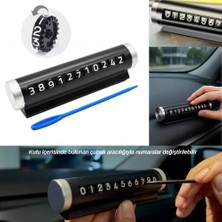Oto Aksesuarcım Luxury Araç Içi Torpido Üstü Çevirmeli Telefon Park Numaratörü Park Tel 10.5x2.7cm Siyah