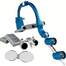 Barishan Barışhan Medikal Dr. Kim Dental 5w Mavi Renkli Işıklı Kafa Lambalı 3.5X Büyüteç Binocular Loupe 5W Işıklı Cerrahi ve Dental LED Aydınlatmalı Büyüteç
