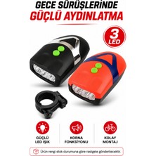 Alıç Bisiklet LED Far ve Korna Seti 3 LED Güçlü Aydınlatmalı Gidon Lambası Kolay Montajlı Bisiklet Ön Farı