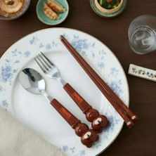 Çılgıntrend Hayvan Figürlü Çocuk Çatal Kaşık ve Chopstick Seti 3'lü Takım