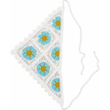 Sibel Günay Butik El Örgüsü Çiçek Motifli Üçgen Saç Bandanası – Bohem Yazlık Bandana