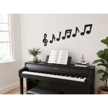 Woodiac It's Woodiful 6 Parça Müzik Notaları Ahşap Duvar Dekoru Seti - Siyah
