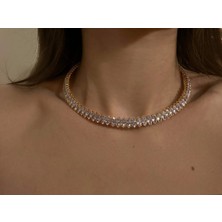 OkkoStore Kesme Taşlı Ring Choker Kolye