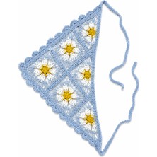 Sibel Günay Butik El Örgüsü Çiçek Motifli Üçgen Saç Bandanası – Bohem Yazlık Bandana