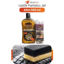 MEGAHAWK Lastik Parlatıcı Jel Altın Renk Simli 500 ml + Lastik Süngeri Hediyeli Parlaklık Koruma