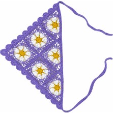 Sibel Günay Butik El Örgüsü Çiçek Motifli Üçgen Saç Bandanası – Bohem Yazlık Bandana